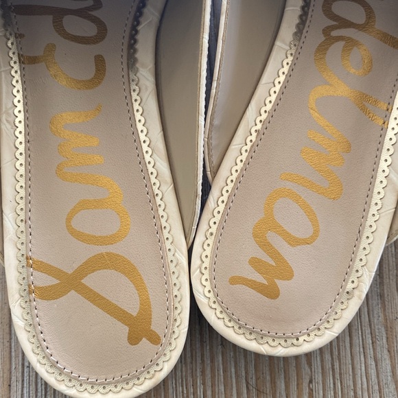 Sam Edelman Linnie Croc-Embossed Leather Bit Mules in Eggshell - Picture 7 of 10